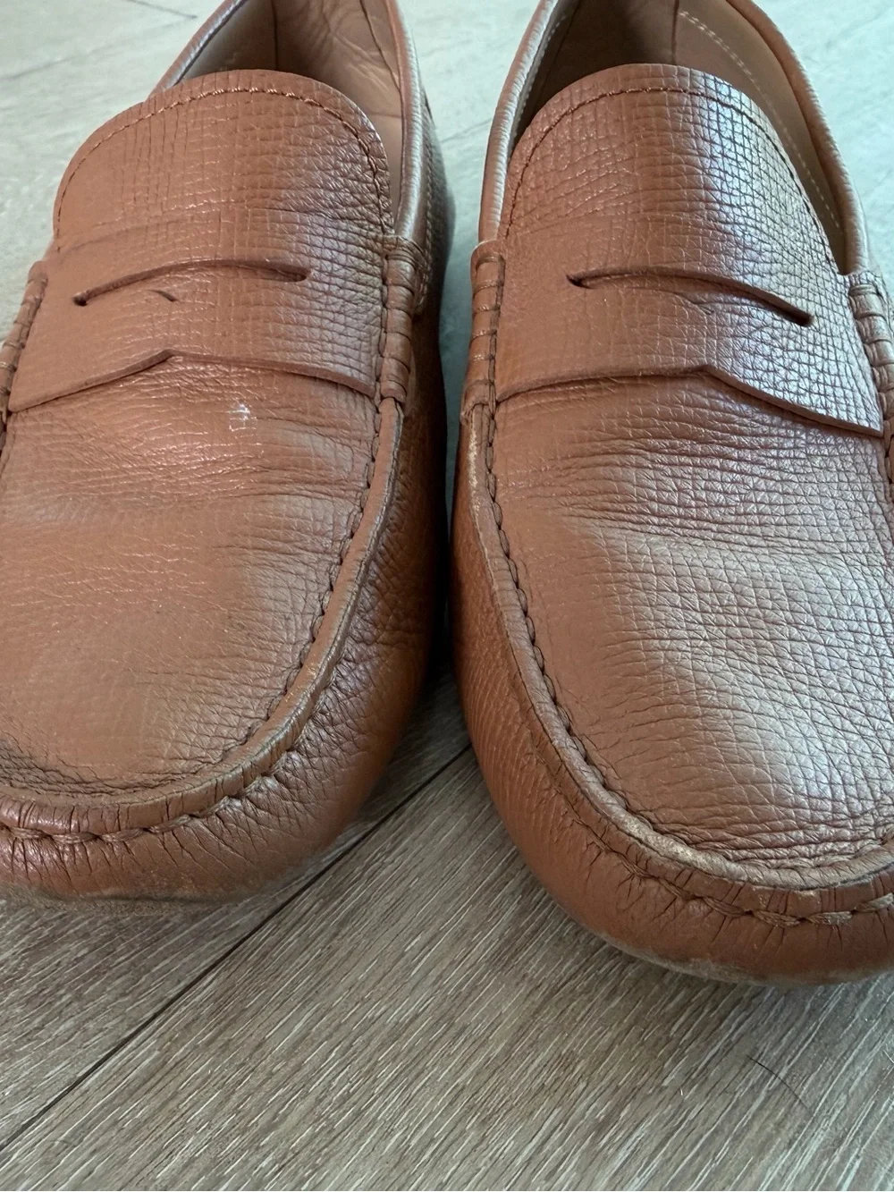 Tod's Leather Penny Loafers in Tan Brown